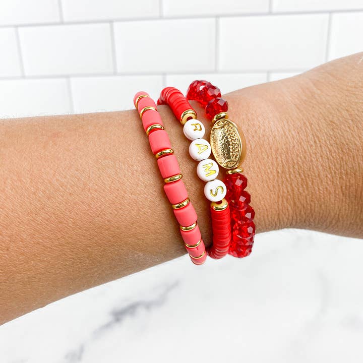 The Mod Miss - Wholesale Beaded Bracelet - Bracelet Crystal Beaded "Gold Football"1