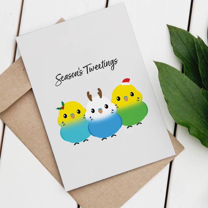 Budgie Flock Season's Tweetings for wholesale by Floofie Flock