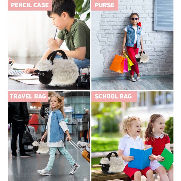 Cota Global - Wholesale Stuffed/Plush Toy - Kids & Baby - Super-Soft Plush Hand Bag - Black Nose Sheep2