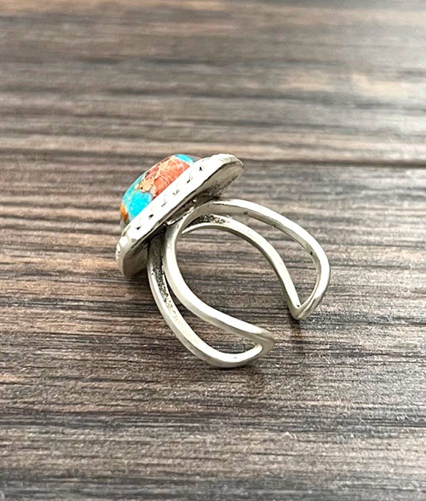 ISAC Trading Inc - Vente Bague de cocktail/de cérémonie - 750481, Bague réglable en laiton avec pierre précieuse Arrowhead1