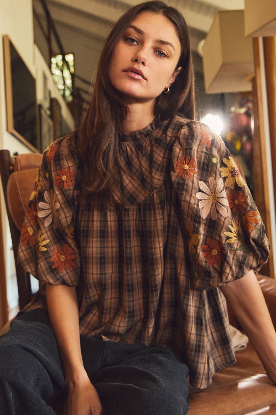 Oddi - Wholesale Blouse - Women's - Plaid Puff Sleeve Blouse8