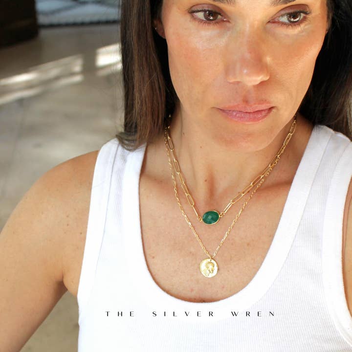 The Silver Wren - Wholesale Pendant/Charm Necklace - Green Onyx Pendant Necklace