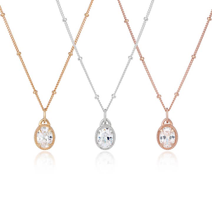 Gargantilla colgante de diamante ovalado en cadena para venta al por mayor de One and One Studio