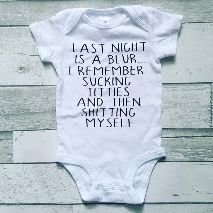 Last Night Was a Blur Bodysuit | Bodysuit | Newborn | Baby Shower | Funny Shirt | Inappropriate Baby Gift | Adult Humor for wholesale by Fraser & Pine | Sweet Lavations