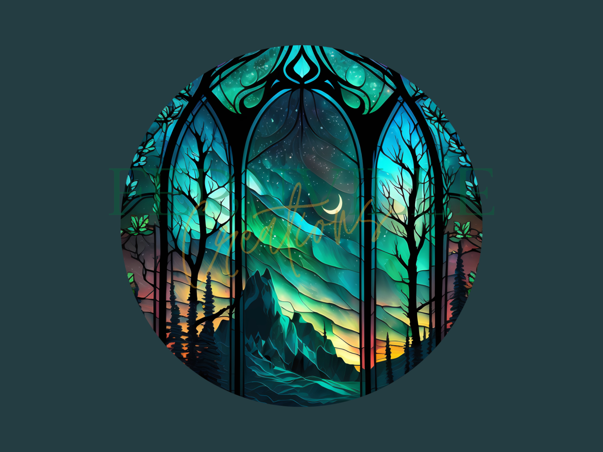 Fernville Creations - Wholesale Ornament - Northern Lights I Ceramic Ornament with Printed Image2