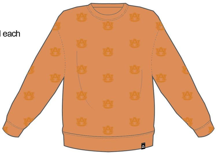 Gameday Social Apparel Co.® - Wholesale Sweatshirt - Women's - Auburn Ritter Repeat Lantern Sleeve Crew5