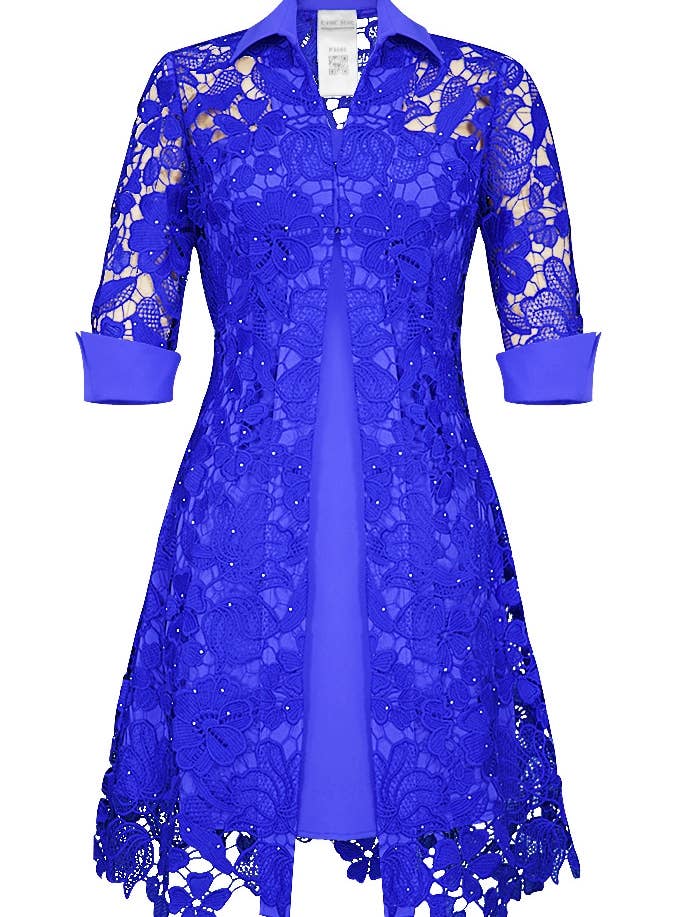 Abito blu in pizzo con strass Chic Star 052524 per la vendita all'ingrosso da parte di CHIC STAR