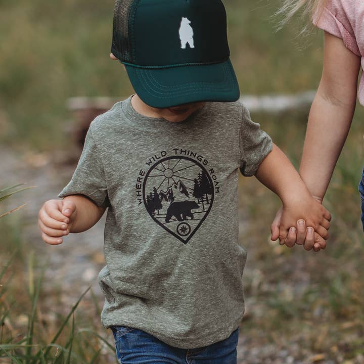 Made of Mountains - Vendita all'ingrosso Cappello - Bambini - Ehi orso! Cappello da camionista per bambini: verde scuro