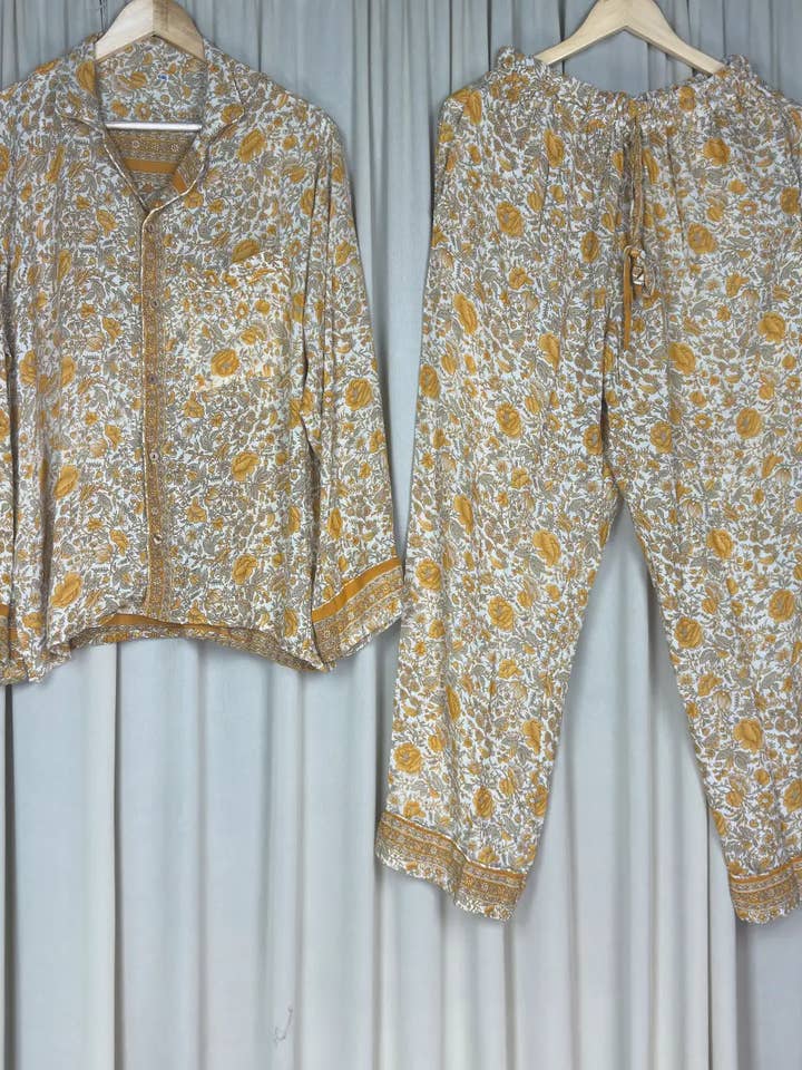 Recycle Silk PJ Set, Silky Loungwear Pajama Set, L / XL Size for wholesale by The Eastern Loom