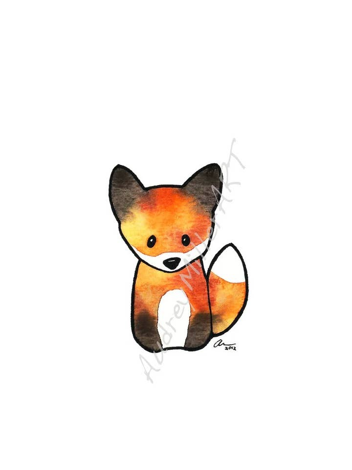 Lil' Fox - Cute Fall Animal - 5x7/8x10 Art Print - Handmade for wholesale by Cloud Cat Arts