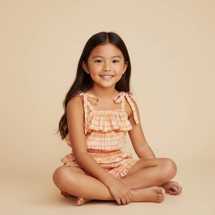 Lumi 100% Yellow Checks Cotton Top - No Tariffs for wholesale by Ruhmee