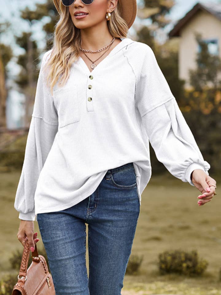 Hooded Solid Color Pullover Long Sleeve T-shirt Top for wholesale by Wholesalesir