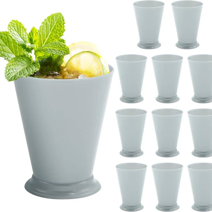 4E's Novelty - Wholesale Disposable Cup - 4E's Novelty Mint Julep Plastic Cups – 12-Pack 10 oz | Kentucky Derby Party Supplies & Decorations