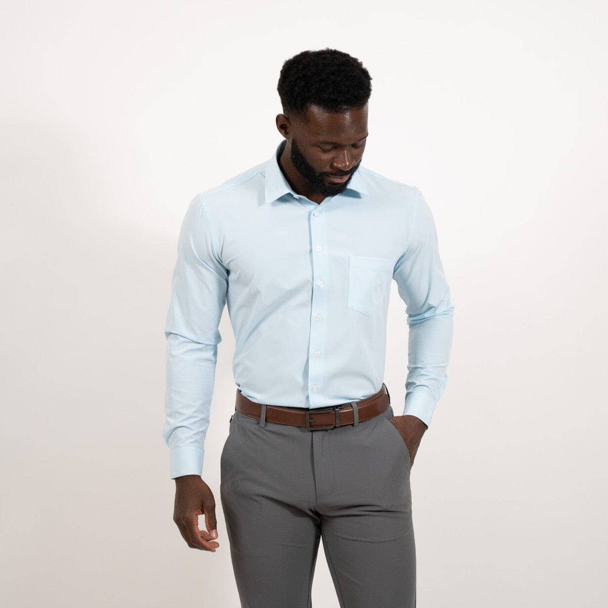 Tough Apparel - Wholesale Button Down Shirt - Men's - Blue Hustle Dress Shirt - Long Sleeve4