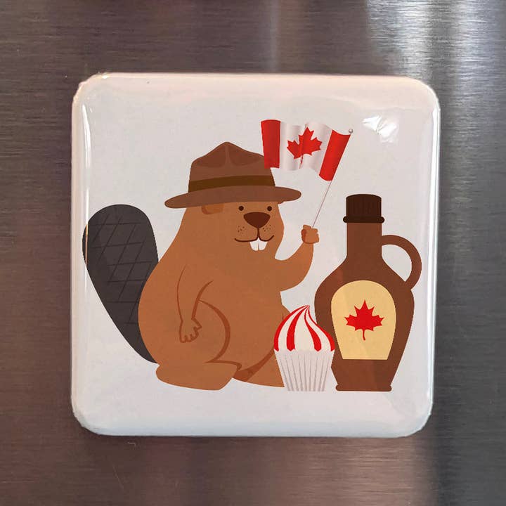 Beaver with Maple Syrup Fridge Magnet for wholesale by PhiloPerse