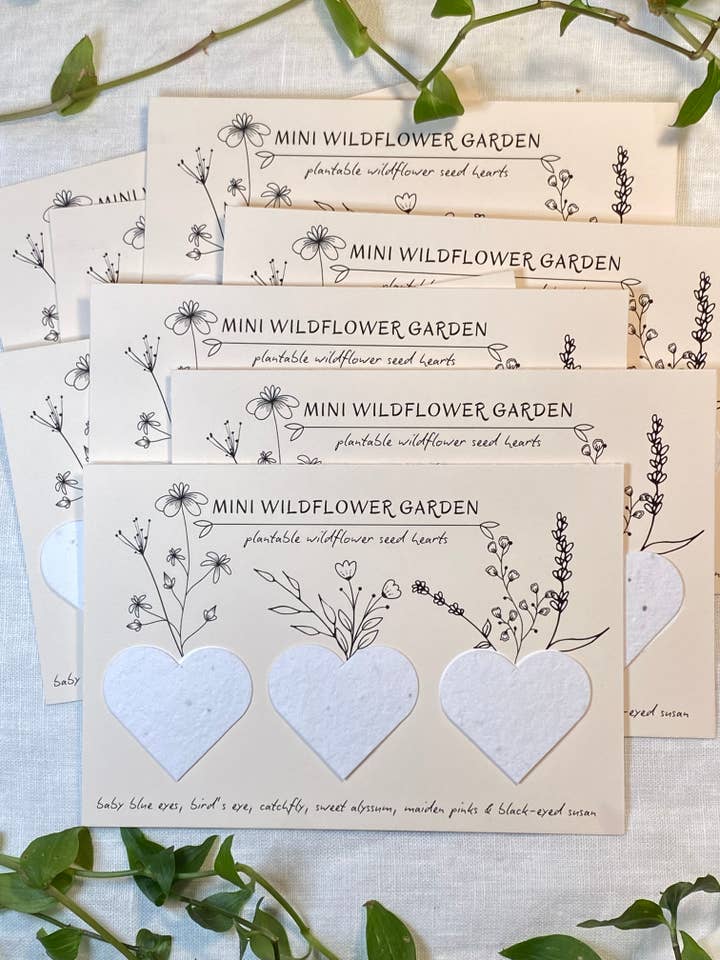 Planterbar Festgåva | Persika Mini Vildblomstrande Hjärtan för wholesale av The Raven’s Edge Studio