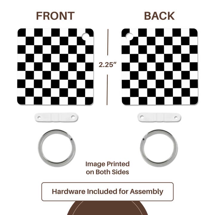 3dRose - Venta al por mayor Llavero - Unisex - 3dRose, Patrón de cuadros en blanco y negro - cuadrados ajedrezados o bandera de carrera de coche de carreras, Llavero4