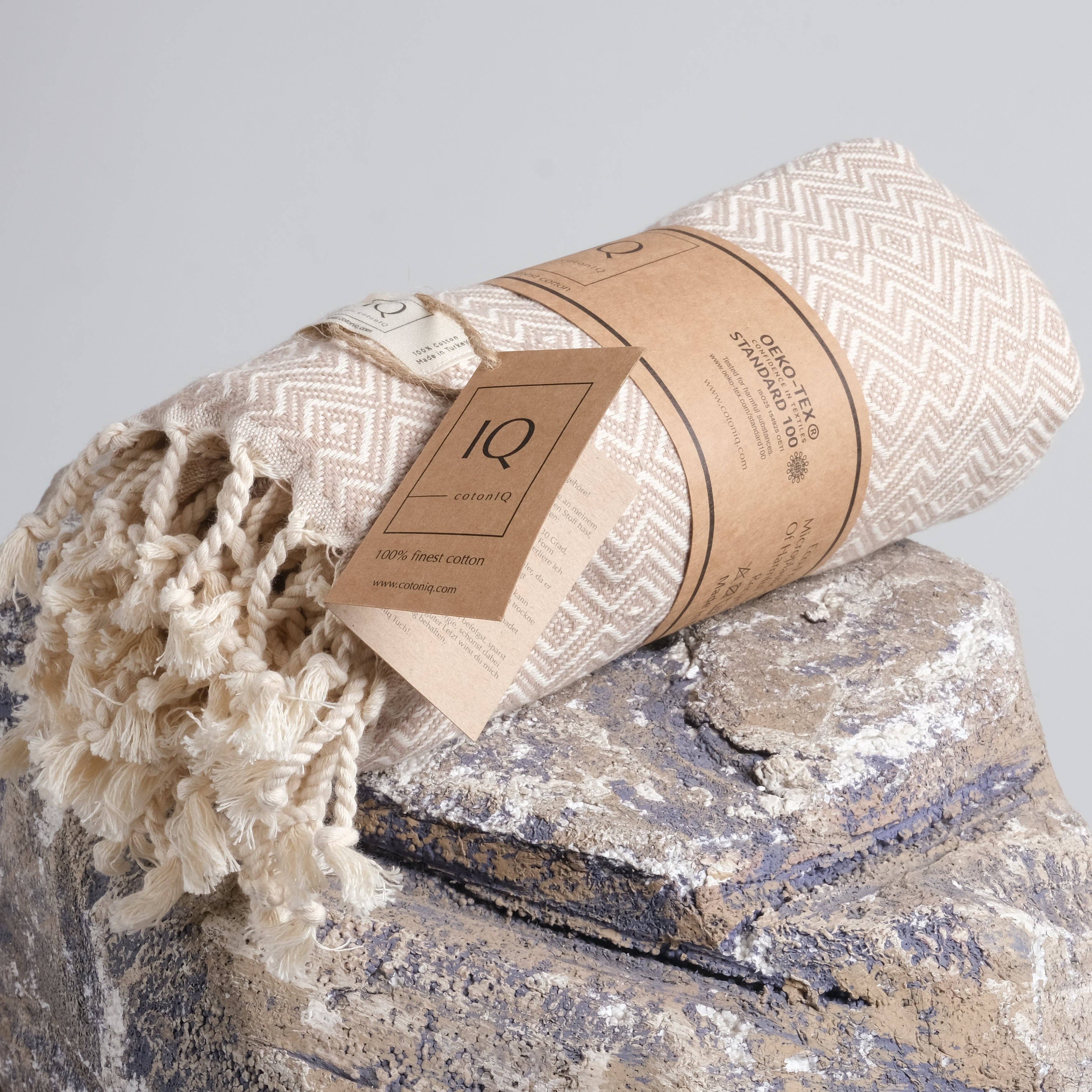 cotonIQ - Venta al por mayor Toallas de baño - Toalla hammam, sauna y playa Peru beige 180x100 cm1