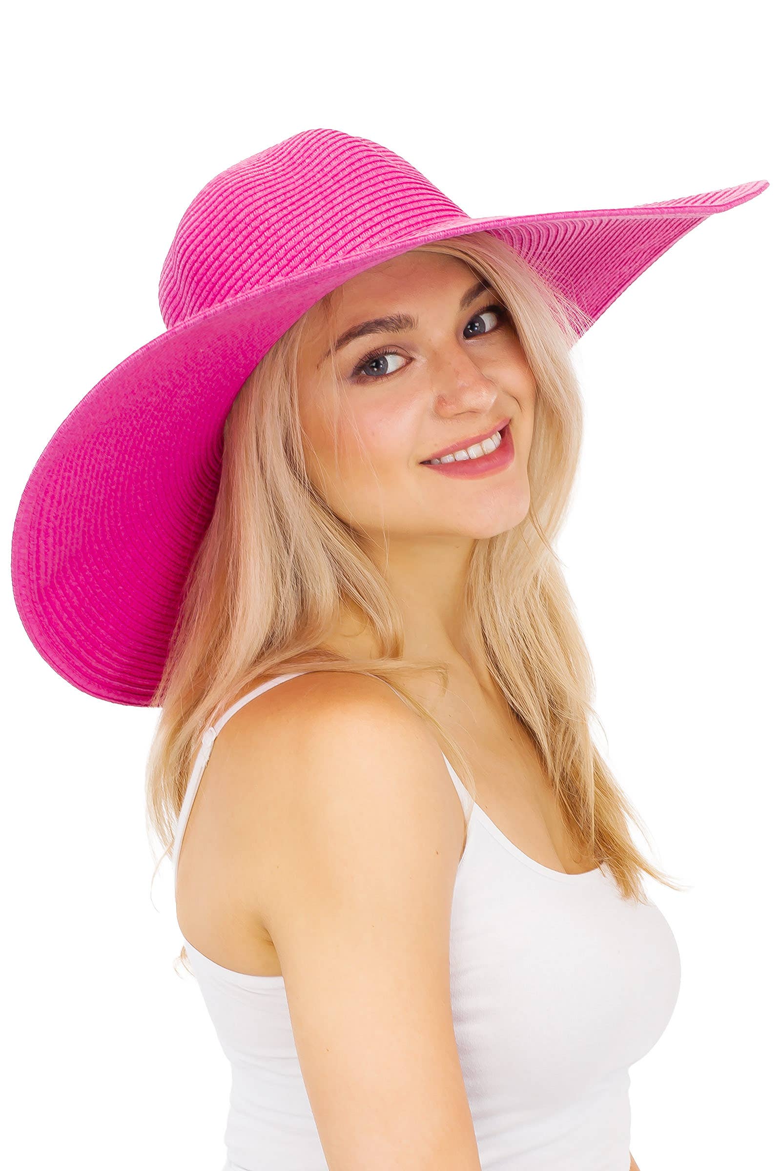 Cap Zone - Wholesale Straw Hat - Women's - Matte Solid Heavy-weight Floppy Straw Sun Hat30