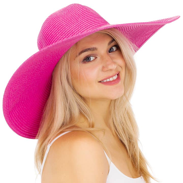 Cap Zone - Wholesale Straw hat – women's - Matte Solid Heavy-weight Floppy Straw Sun Hat30