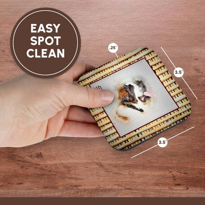 3dRose - Wholesale Coasters - 3dRose, Saint Bernard on Realistic Bamboo Look ,Sign of the Dog in Chinese, Coaster13