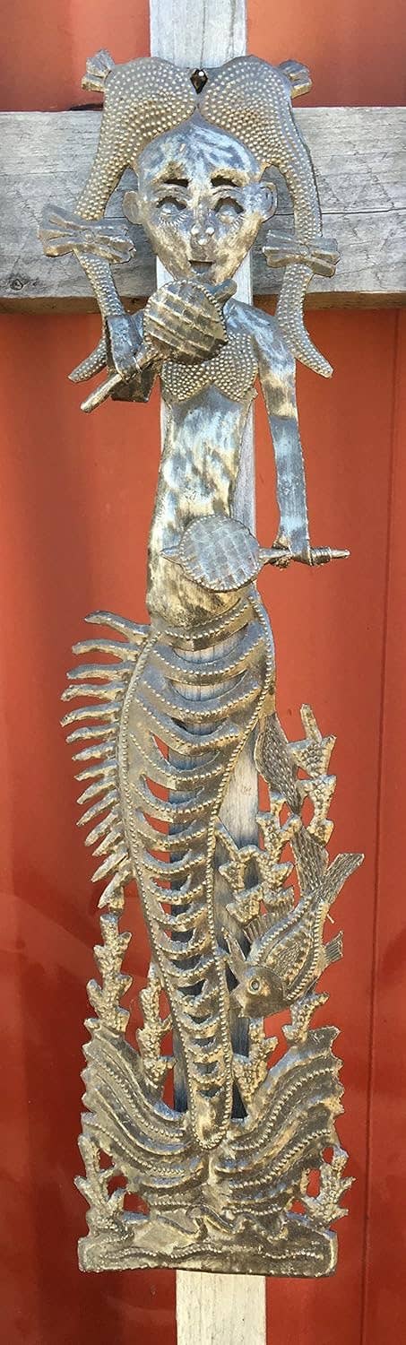 Haiti Fair Trade~ It's Cactus - Vente Décoration murale - Art en métal haïtien fantaisiste de sirène – Jardin en acier recyclé2