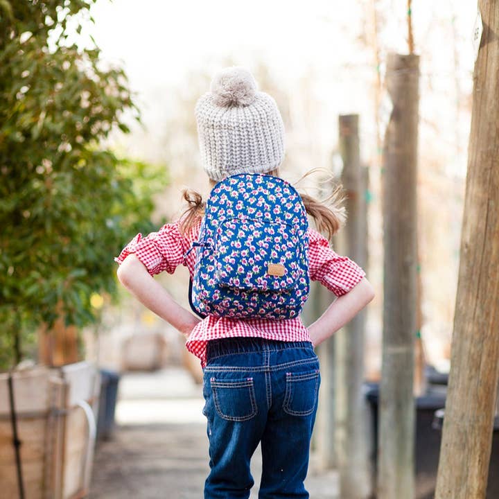 Peppercorn Kids - Wholesale Backpack - Kids - Girls Mini Size Backpack - Vintage Floral / Navy (3-12y)