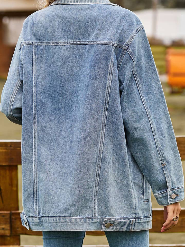 Lily Clothing - Wholesale Denim Jacket - Women's - CWJJ0062_WOMEN OVERSIZED BUTTON UP DANDY DENIM JACKET