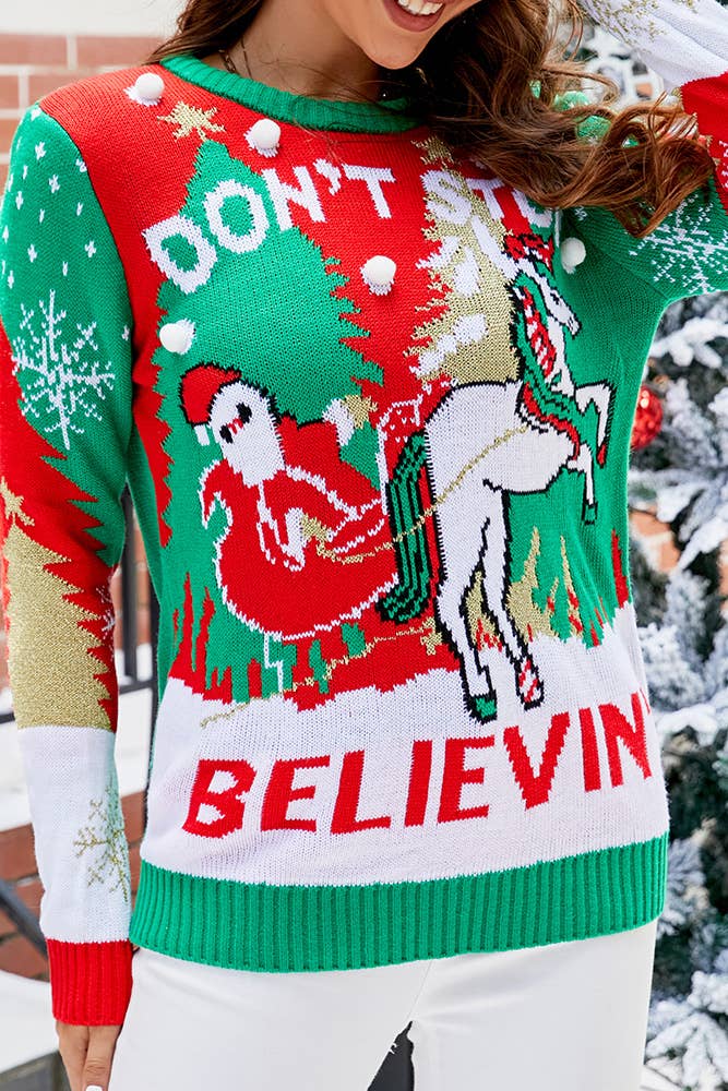 Comely Fashion - Wholesale Knit Sweater - Women's - Christmas Cartoon Elements Jacquard Knit Pullover Sweater9