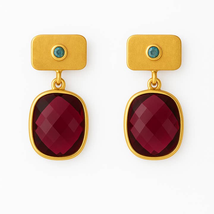 SILK Earrings Garnet and Blue Topaz for wholesale by Isabel Lamadrid
