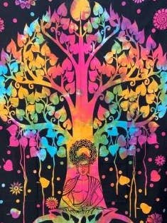 Tapestry: Buddha under Tree of Life for wholesale by Sansaara Living