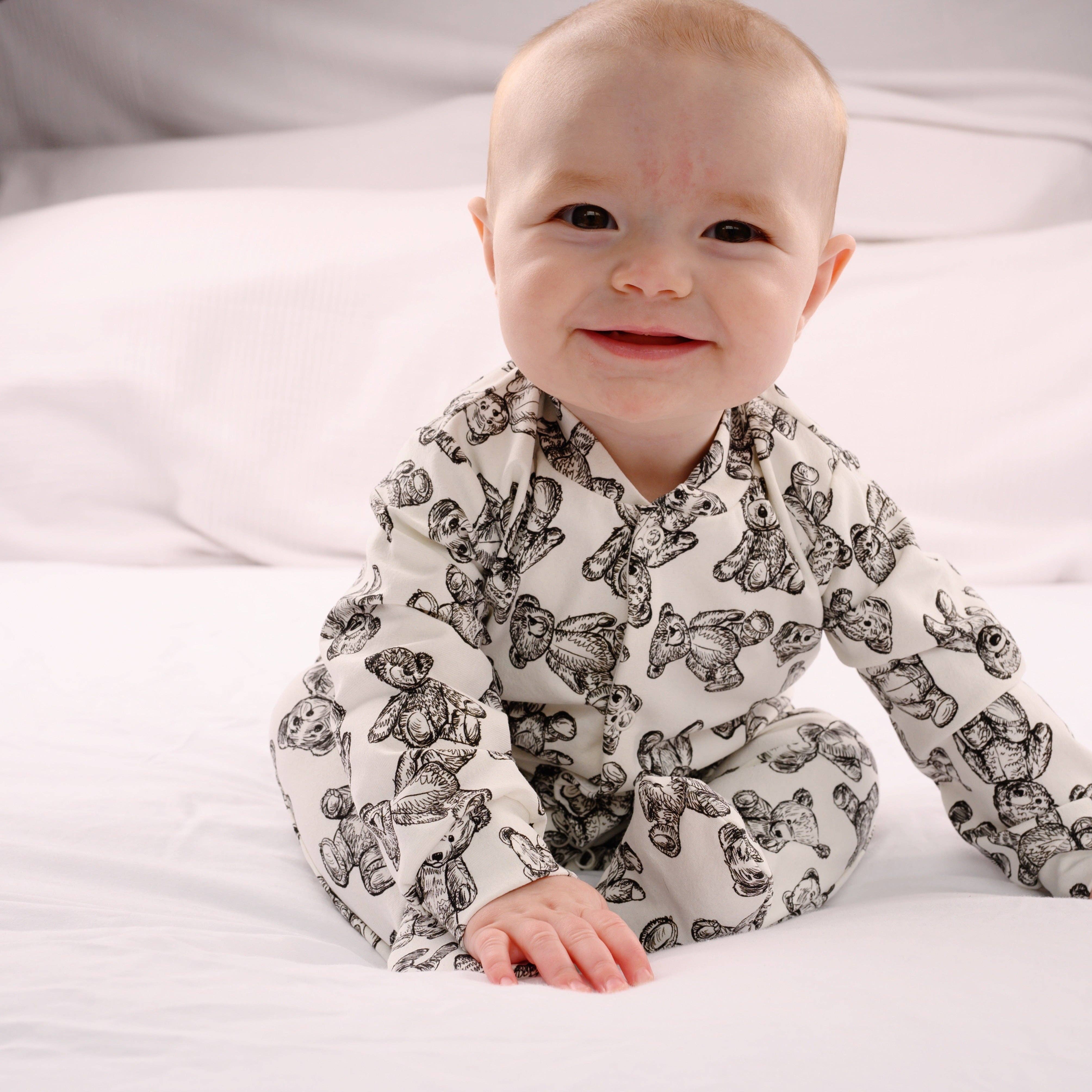 Fred & Noah – Fato de dormir – Bebé por atacado – Macacão de algodão com estampa de ursinho0