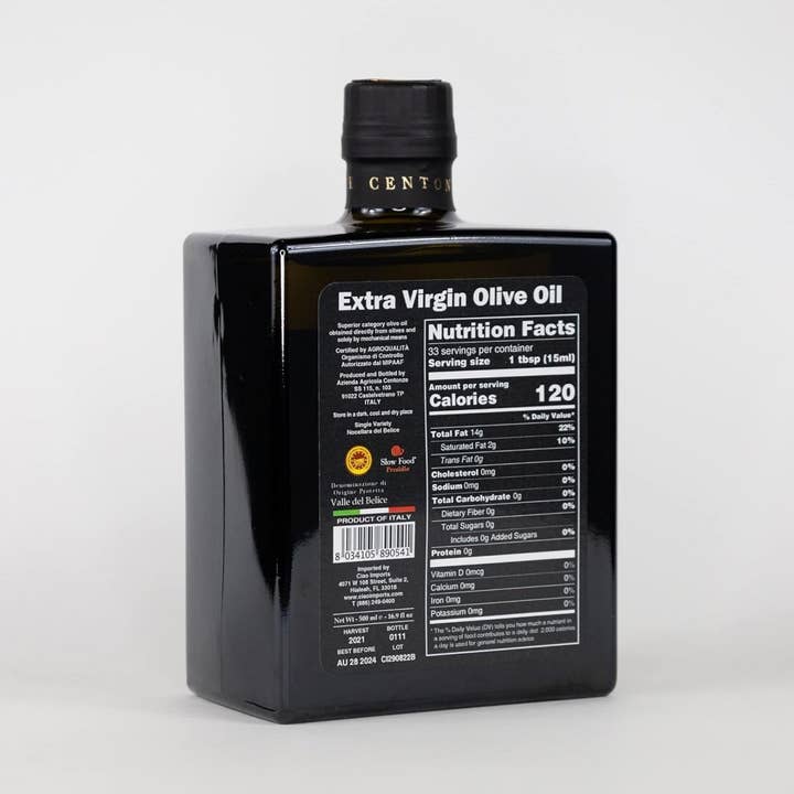 Ciao Imports - Wholesale Olive Oil - Centonze, 'Case di Latomie' D.O.P. Valle del Belice, Extra Virgin Olive Oil (500ml/16.9 fl oz)