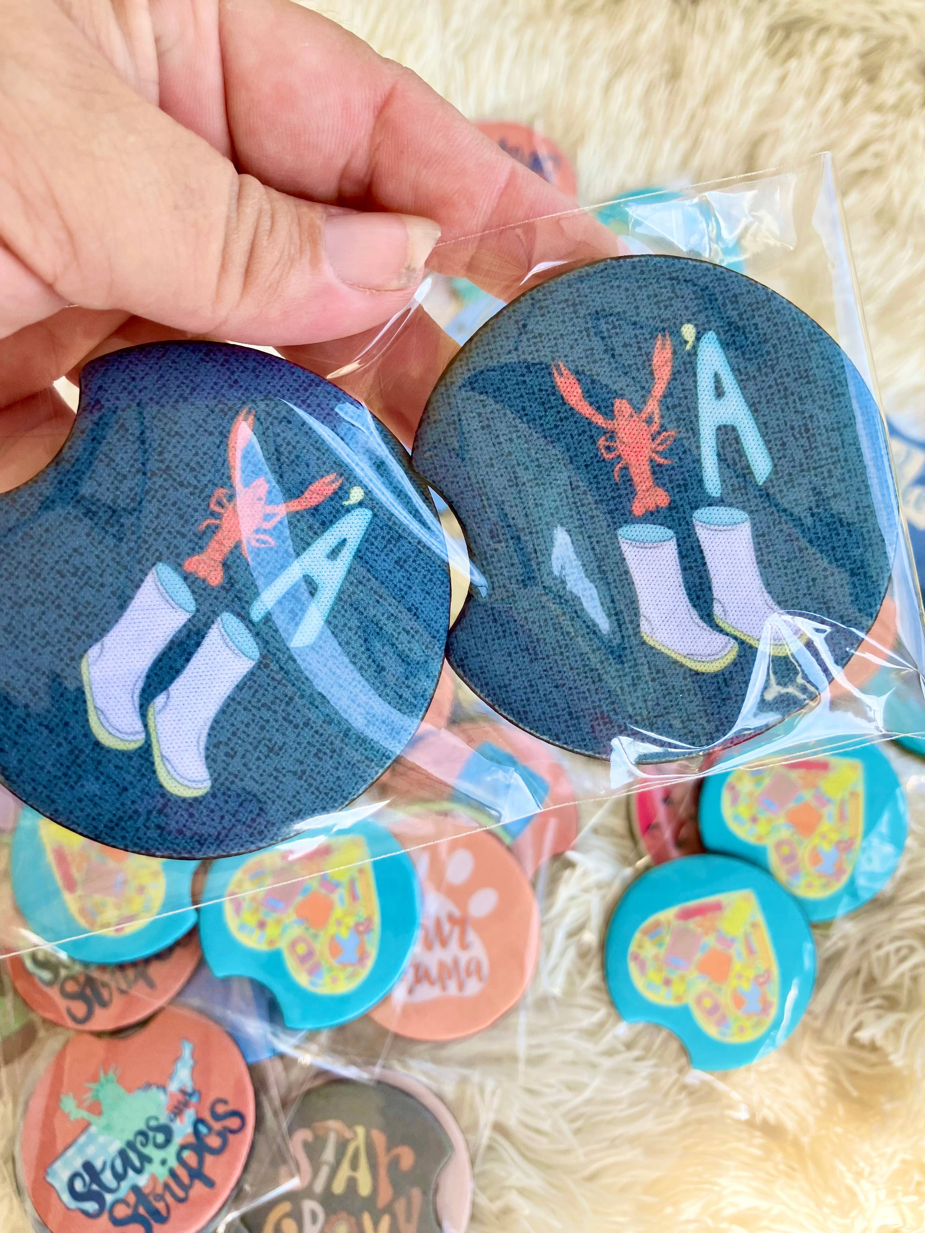 on the Bayou - Wholesale Car Coaster - Unisex - y’all crawfish car coaster1