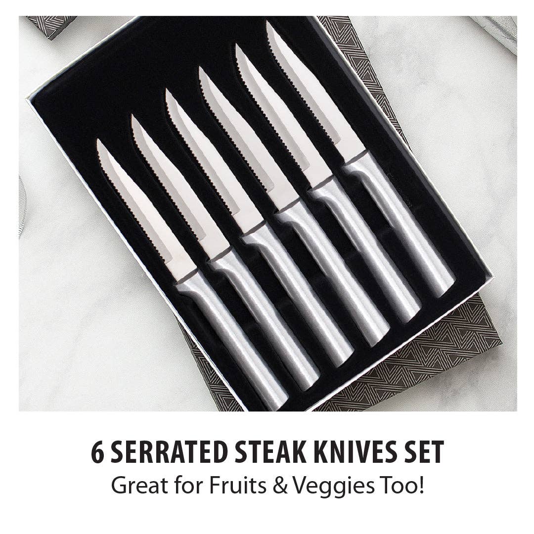 Rada Cutlery - Wholesale Knife Set - Silver Six Serrated Steak Knives Gift Set1