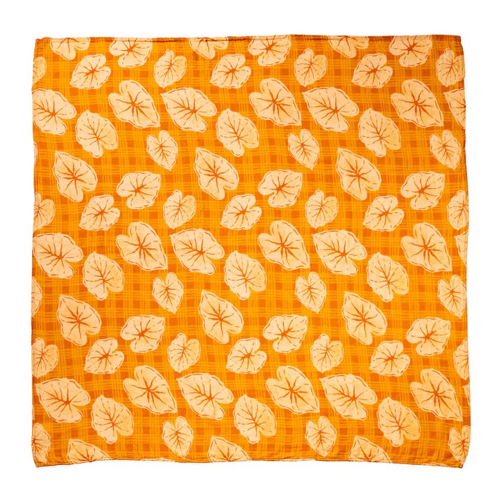 The Keiki Dept - Wholesale Swaddle - Baby - Caramel Orange Palaka Kalo Bamboo Muslin Kapa Moe (Swaddle Blanket)