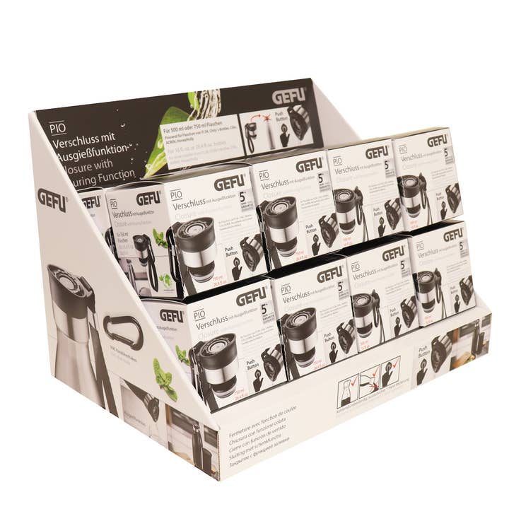 Gefu GmbH - Wholesale Oil/Vinegar Dispenser - Display Bottle Pourer Pio Content: 8 X 12733 + 8 X 12739