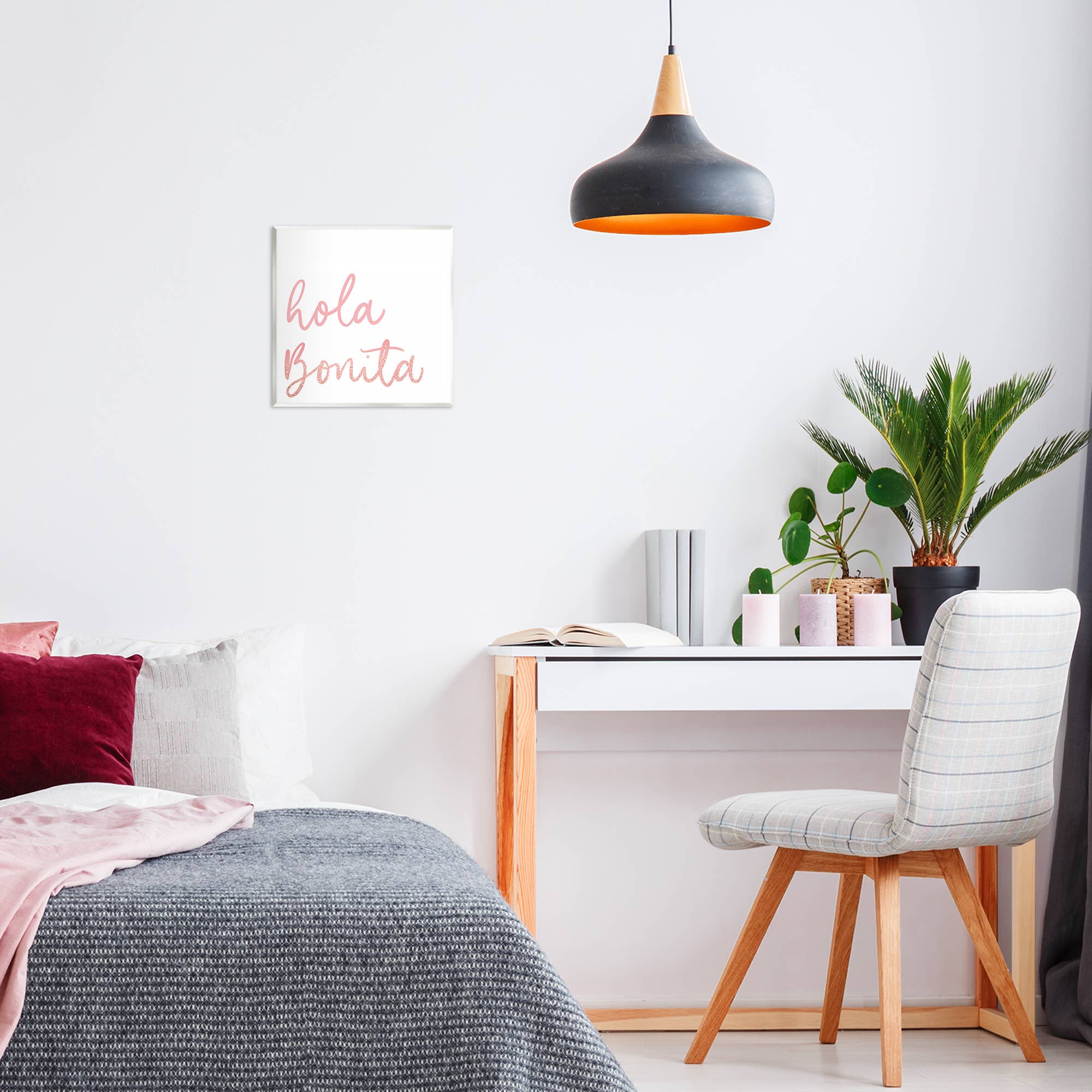 Stupell Industries - Venta al por mayor Decoración de pared - Niños y bebés - Placa de pared Hola Bonita Rosa1