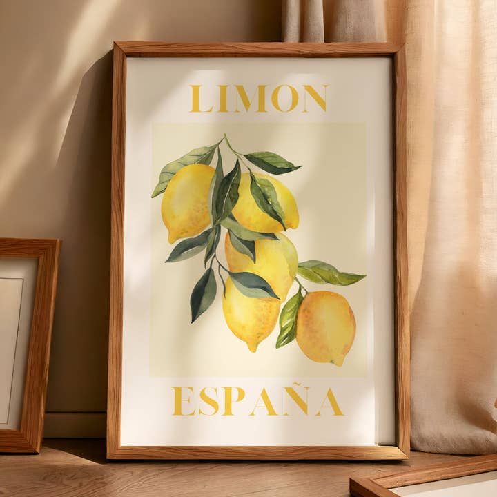 Spanish Lemon Inspired Fruit Art Poster Print for wholesale by Feel Good Prints