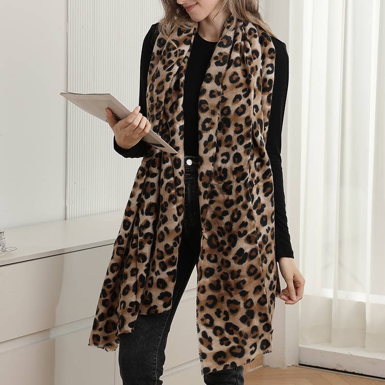 BRUN Blød leopardmønstret tørklæde for ubesværet stil for engroshandel på Faire3