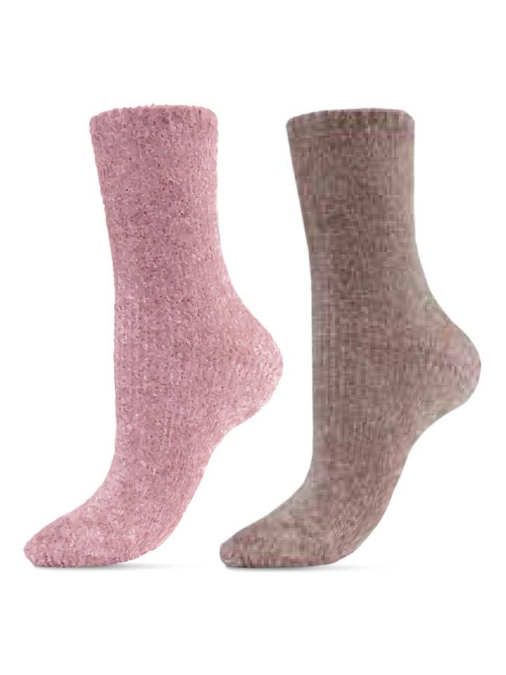 Lilla-Rocridge MeMoi Chenille Luxe Cozy Crew Sock 2 Pack for engroshandel på Faire