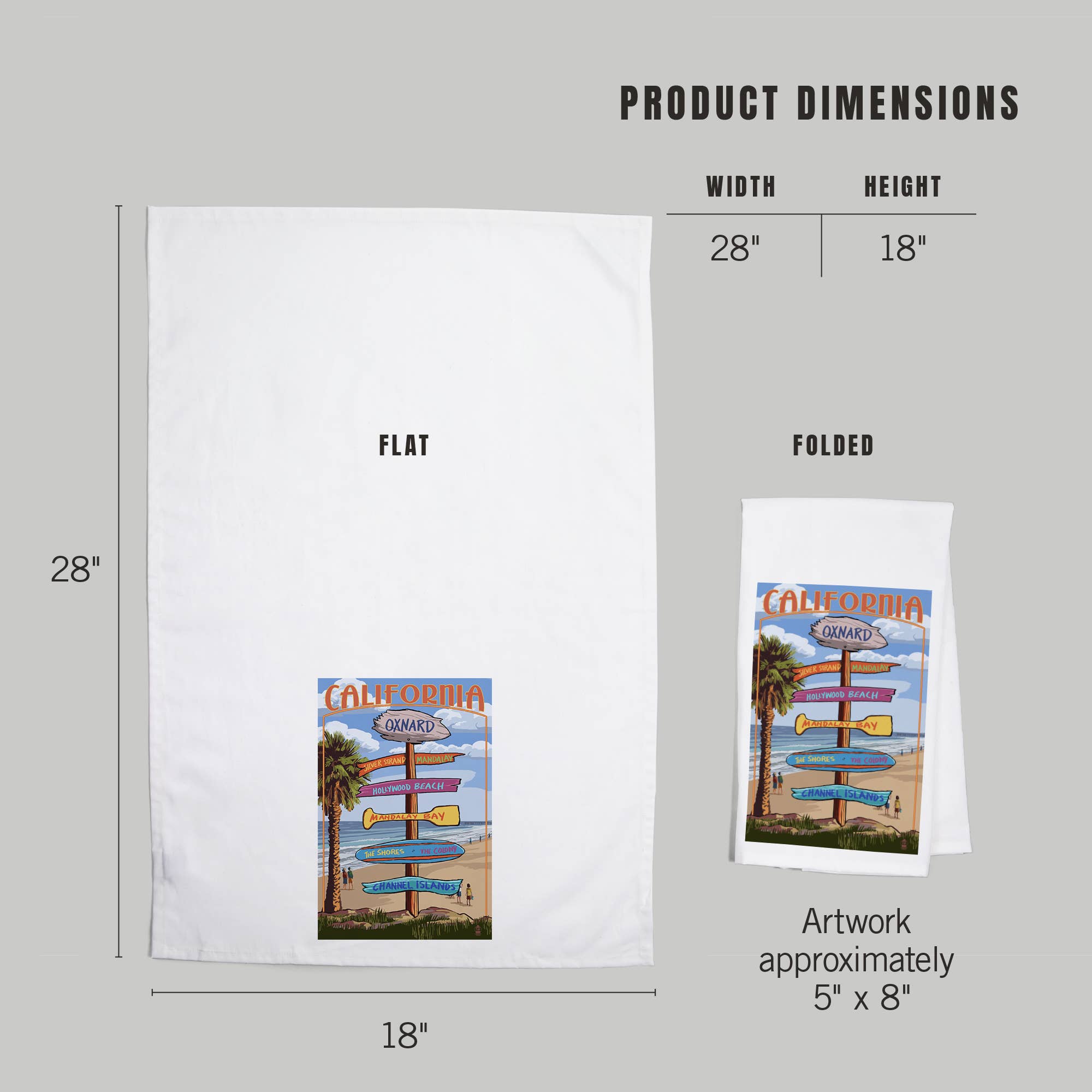 Lantern Press - Wholesale Tea Towel - ORGANIC TEA TOWEL Oxnard, California, Destination Signpost4