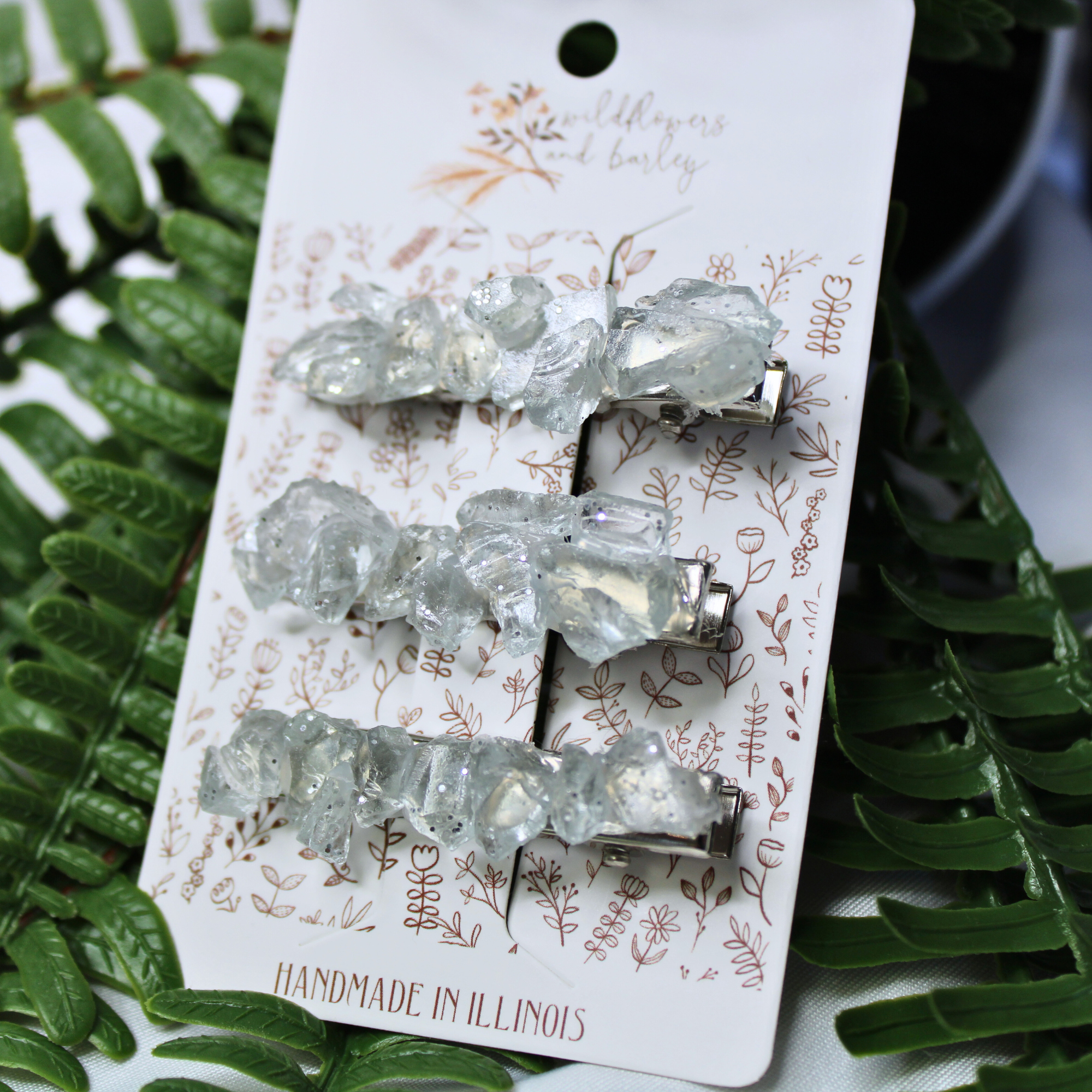 Wildflowers and Barley - Venta al por mayor Accesorio para sombrero - Mujer - Paquete de 3 clips para sombrero de cristal hecho a mano5