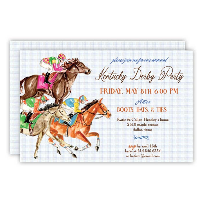 Trio de chevaux de course peints à la main, grand plat pour la vente par RosanneBeck Collections