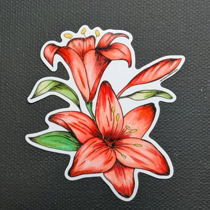 Tiger Lily Vinyl Sticker for wholesale by Rainbow Willard Studio