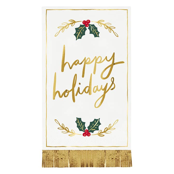 Santa Barbara Design Studio by Creative Brands - Wholesale Disposable Napkin - Fringe Paper Guest Napkins - Happy Holidays0