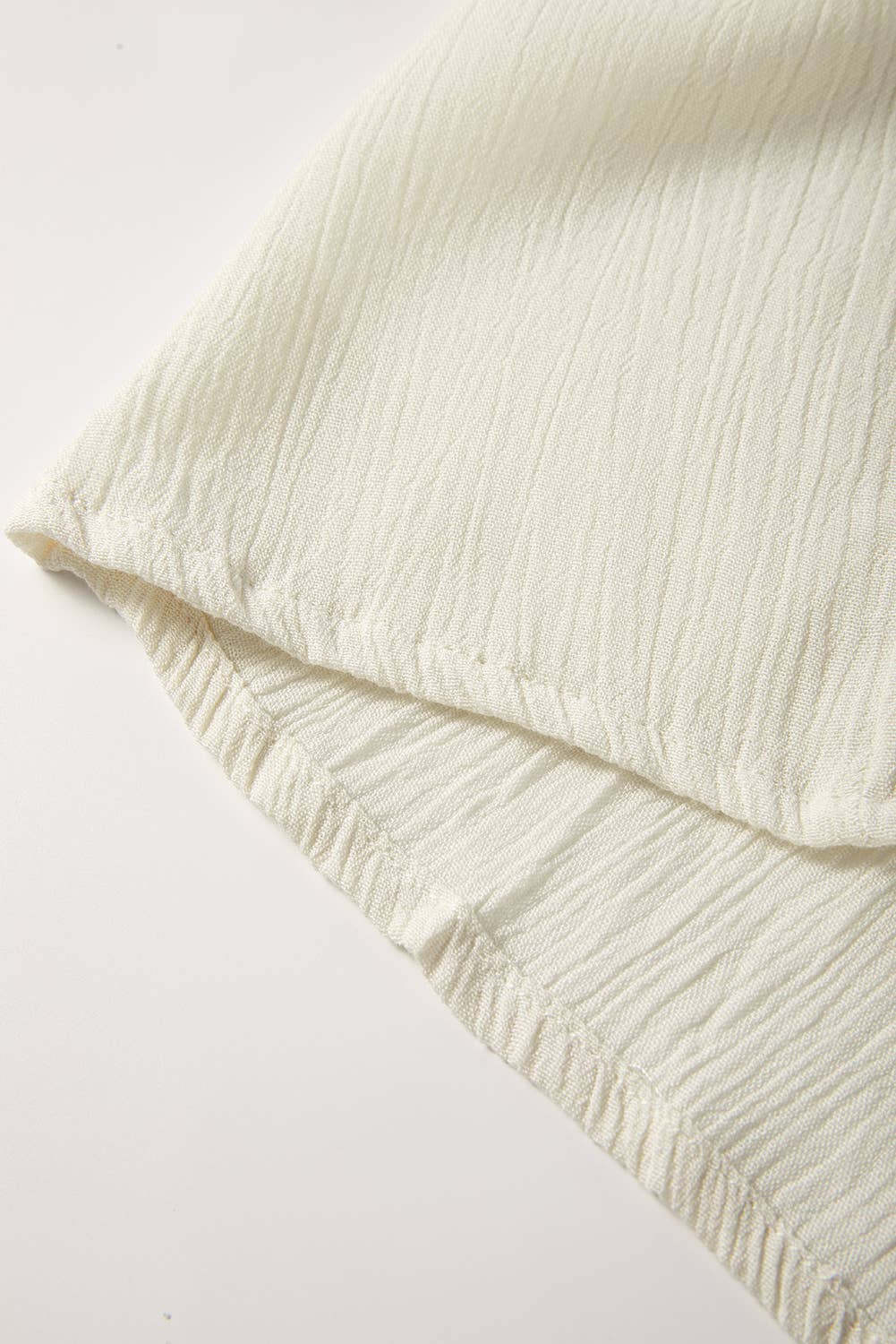 Beige Floral Embroidered Textured Spring Puff Sleeve Loose Shirt for wholesale on Faire13