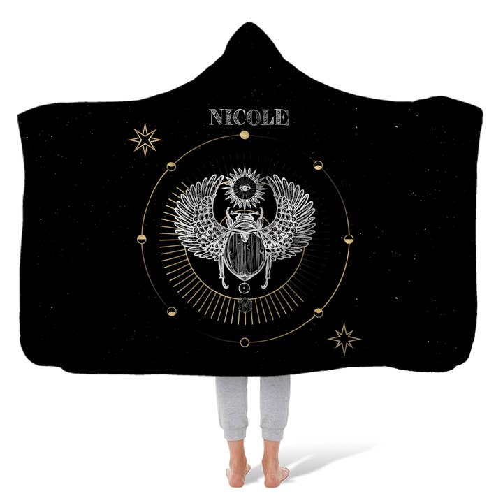 Hooded Fleece Blanket: Scarab for wholesale by Sam and Zoey