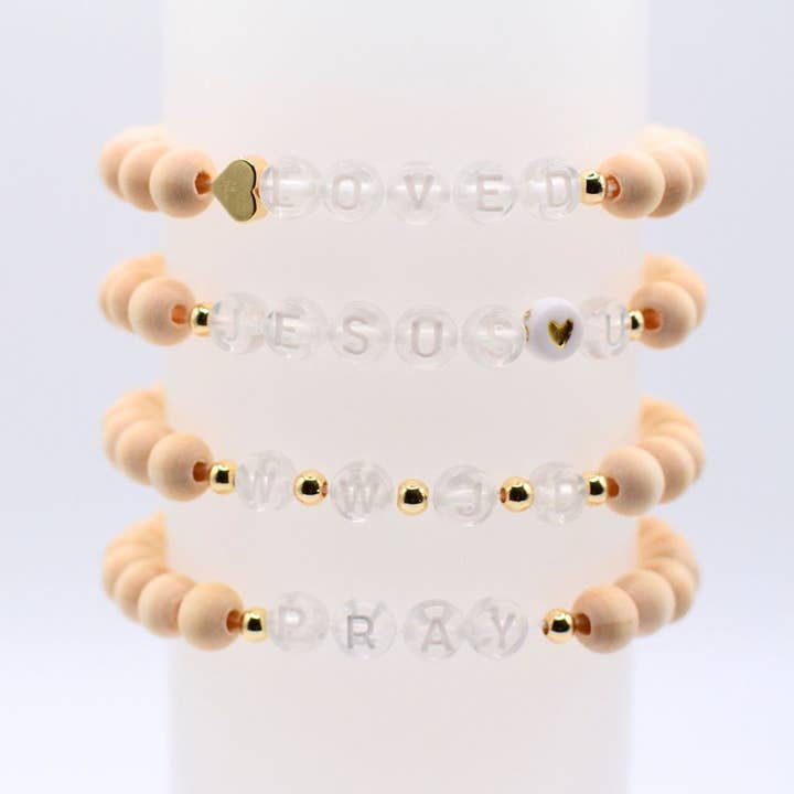 Two and Crew - Wholesale Beaded Bracelet - Jesus Loves you Pray WWJD Christian faith letter bracelets
