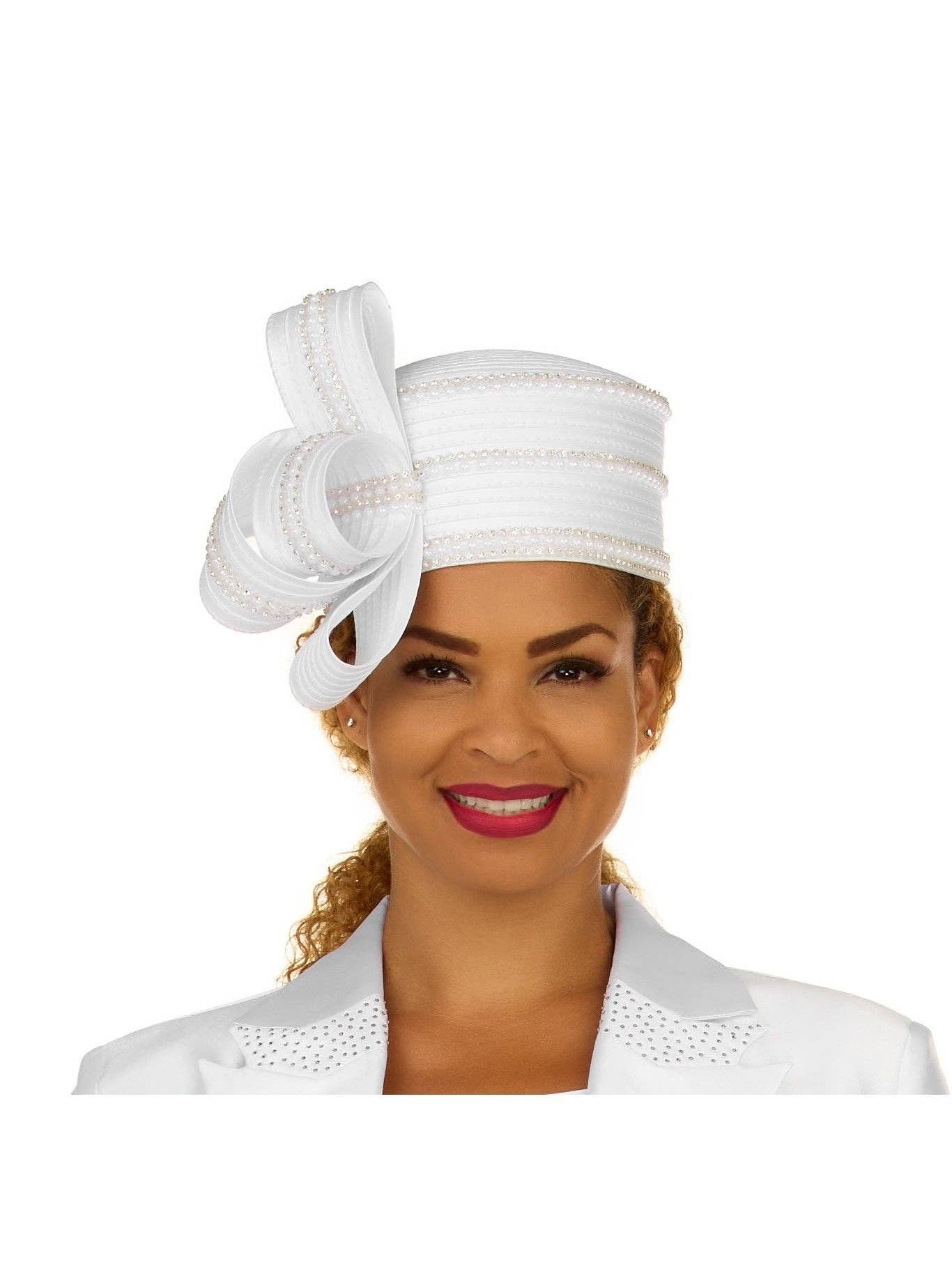 Giovanna - Wholesale Fascinator Hat - Women's - Stoned Pillbox Hat w/ Ovsz Bow1